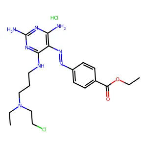 ethyl 4-[[2,4-diamino-6-[3-[2-chloroethyl(ethyl)amino]propylamino]pyrimidin-5-yl]diazenyl]benzoatehydrochloride structure