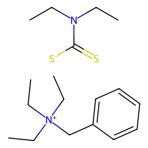 Benzyltriethylammonium diethyldithiocarbamate structure
