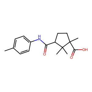 1,2,2-trimethyl-3-[(4-methylphenyl)carbamoyl]cyclopentane-1-carboxylic acid structure