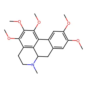 1,2,3,9,10-pentamethoxy-6-methyl-5,6,6a,7-tetrahydro-4H-dibenzo[de,g]quinoline structure