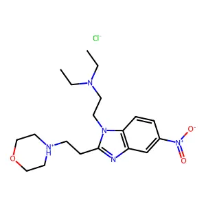 Benzimidazole, 1-(2-diethylaminoethyl)-2-(2-morpholinoethyl)-5-nitro-, hydrochloride structure