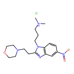 Benzimidazole, 1-(3-(dimethylamino)propyl)-2-(2-morpholinoethyl)-5-nitro-, hydrochloride structure