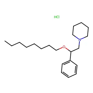 1-(2-octoxy-2-phenylethyl)piperidine;hydrochloride structure