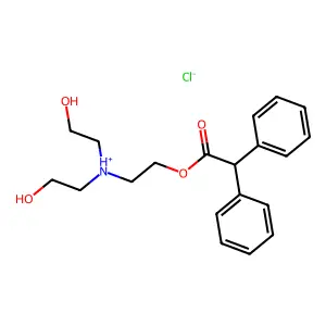Diphenylacetic acid 2-(bis(2-hydroxyethyl)amino)ethyl ester hydrochloride structure