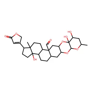 (1S,3R,5S,7R,9S,10S,12R,14R,15S,18R,19R,22S,23R)-9,10,22-trihydroxy-7,18-dimethyl-19-(5-oxo-2H-furan-3-yl)-4,6,11-trioxahexacyclo[12.11.0.03,12.05,10.015,23.018,22]pentacosane-14-carbaldehyde structure