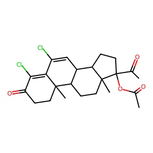 (17-acetyl-4,6-dichloro-10,13-dimethyl-3-oxo-2,8,9,11,12,14,15,16-octahydro-1H-cyclopenta[a]phenanthren-17-yl) acetate structure