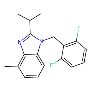 1-[(2,6-difluorophenyl)methyl]-4-methyl-2-propan-2-ylbenzimidazole structure