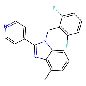 1-[(2,6-difluorophenyl)methyl]-4-methyl-2-pyridin-4-ylbenzimidazole structure