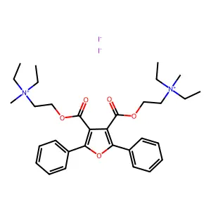 2-[4-[2-[diethyl(methyl)azaniumyl]ethoxycarbonyl]-2,5-diphenylfuran-3-carbonyl]oxyethyl-diethyl-methylazanium diiodide structure