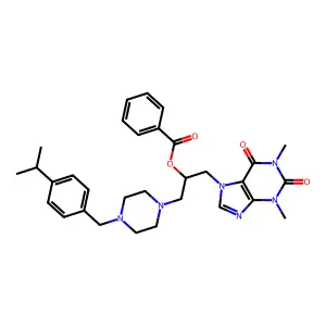 [1-(1,3-dimethyl-2,6-dioxopurin-7-yl)-3-[4-[(4-propan-2-ylphenyl)methyl]piperazin-1-yl]propan-2-yl] benzoate structure