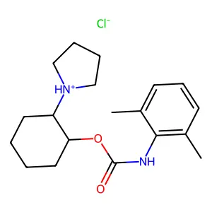 (2-pyrrolidin-1-ium-1-ylcyclohexyl) N-(2,6-dimethylphenyl)carbamate chloride structure