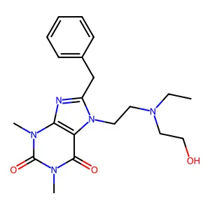 8-benzyl-7-[2-[ethyl(2-hydroxyethyl)amino]ethyl]-1,3-dimethylpurine-2,6-dione structure
