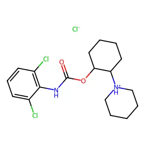 (2-piperidin-1-ium-1-ylcyclohexyl) N-(2,6-dichlorophenyl)carbamate chloride structure