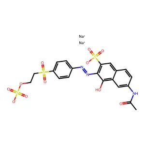 disodium6-acetamido-4-hydroxy-3-[[4-(2-sulfonatooxyethylsulfonyl)phenyl]diazenyl]naphthalene-2-sulfonate structure