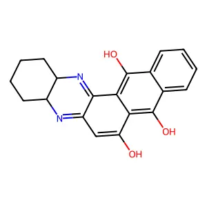 1,2,3,4,4a,14a-hexahydronaphtho[3,2-a]phenazine-7,8,13-triol structure