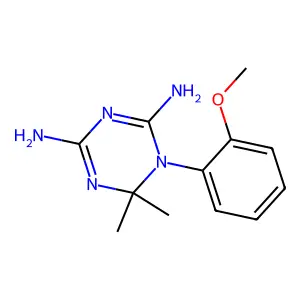 1-(2-methoxyphenyl)-6,6-dimethyl-1,6-dihydro-1,3,5-triazine-2,4-diamine structure