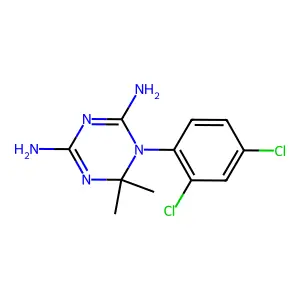 1-(2,4-dichlorophenyl)-6,6-dimethyl-1,3,5-triazine-2,4-diamine structure