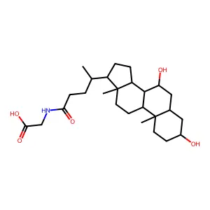 2-[4-(3,7-dihydroxy-10,13-dimethyl-2,3,4,5,6,7,8,9,11,12,14,15,16,17-tetradecahydro-1H-cyclopenta[a]phenanthren-17-yl)pentanoylamino]acetic acid structure