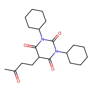 1,3-dicyclohexyl-5-(3-oxobutyl)-1,3-diazinane-2,4,6-trione structure