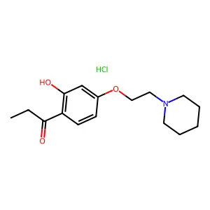 1-[2-hydroxy-4-(2-piperidin-1-ylethoxy)phenyl]propan-1-one;hydrochloride structure