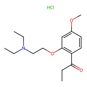1-[2-[2-(diethylamino)ethoxy]-4-methoxyphenyl]propan-1-one;hydrochloride structure