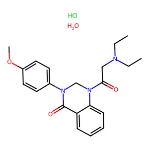 1-[2-(diethylamino)acetyl]-3-(4-methoxyphenyl)-2H-quinazolin-4-one;hydrate;hydrochloride structure