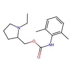 (1-ethylpyrrolidin-2-yl)methyl N-(2,6-dimethylphenyl)carbamate structure