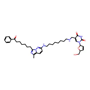 1-[(2R,5S)-5-(hydroxymethyl)-2,5-dihydrofuran-2-yl]-5-[[8-[[5-methyl-7-(7-oxo-7-phenylheptyl)imidazo[1,5-b]pyridazin-2-yl]amino]octylamino]methyl]pyrimidine-2,4-dione structure