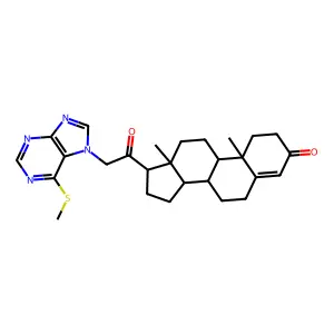 10,13-dimethyl-17-[2-(6-methylsulfanylpurin-7-yl)acetyl]-1,2,6,7,8,9,11,12,14,15,16,17-dodecahydrocyclopenta[a]phenanthren-3-one structure