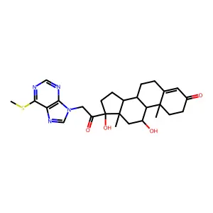 11,17-dihydroxy-10,13-dimethyl-17-[2-(6-methylsulfanylpurin-9-yl)acetyl]-2,6,7,8,9,11,12,14,15,16-decahydro-1H-cyclopenta[a]phenanthren-3-one structure