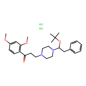1-(2,4-dimethoxyphenyl)-3-[4-[1-[(2-methylpropan-2-yl)oxy]-2-phenylethyl]piperazin-1-yl]propan-1-one;dihydrochloride structure