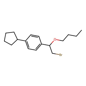 1-(2-bromo-1-butoxyethyl)-4-cyclopentylbenzene structure