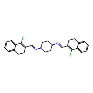1-(1-chloro-3,4-dihydronaphthalen-2-yl)-N-[4-[(1-chloro-3,4-dihydronaphthalen-2-yl)methylideneamino]piperazin-1-yl]methanimine structure