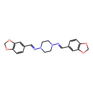 1-(1,3-benzodioxol-5-yl)-N-[4-(1,3-benzodioxol-5-ylmethylideneamino)piperazin-1-yl]methanimine structure