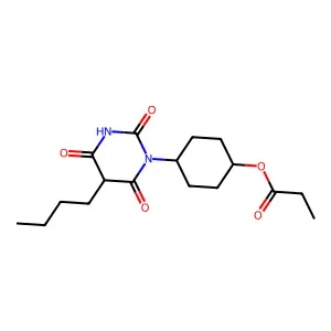 [4-(5-butyl-2,4,6-trioxo-1,3-diazinan-1-yl)cyclohexyl] propanoate structure