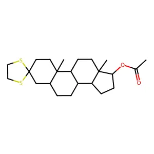 (10,13-dimethylspiro[1,2,4,5,6,7,8,9,11,12,14,15,16,17-tetradecahydrocyclopenta[a]phenanthrene-3,2'-1,3-dithiolane]-17-yl) acetate structure