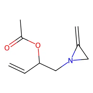 1-(2-methylideneaziridin-1-yl)but-3-en-2-yl acetate structure