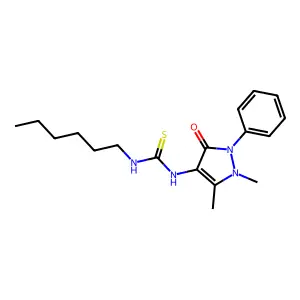 1-(1,5-dimethyl-3-oxo-2-phenylpyrazol-4-yl)-3-hexylthiourea structure