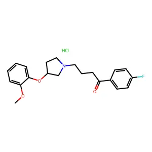 1-(4-fluorophenyl)-4-[3-(2-methoxyphenoxy)pyrrolidin-1-yl]butan-1-onehydrochloride structure