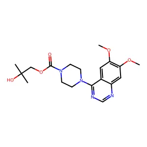(2-hydroxy-2-methylpropyl) 4-(6,7-dimethoxyquinazolin-4-yl)piperazine-1-carboxylate structure