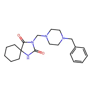 1,3-Diazaspiro(4.5)decane-2,4-dione, 3-((4-benzyl-1-piperazinyl)methyl)- structure