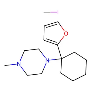 1,1-Dimethyl-4-(1-(2-furyl)cyclohexyl)piperazinium, iodide structure