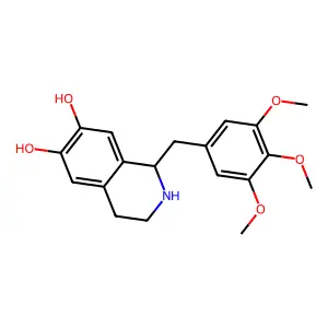 1-[(3,4,5-trimethoxyphenyl)methyl]-1,2,3,4-tetrahydroisoquinoline-6,7-diol structure
