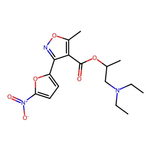 1-(diethylamino)propan-2-yl 5-methyl-3-(5-nitrofuran-2-yl)-1,2-oxazole-4-carboxylate structure