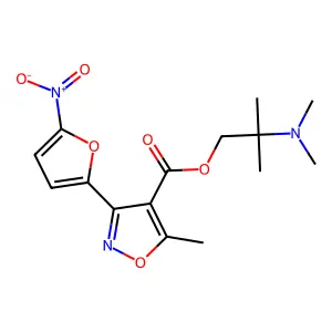 [2-(dimethylamino)-2-methylpropyl] 5-methyl-3-(5-nitrofuran-2-yl)-1,2-oxazole-4-carboxylate structure