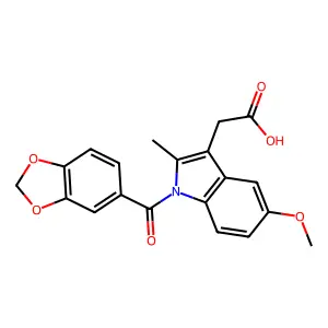 2-[1-(1,3-benzodioxole-5-carbonyl)-5-methoxy-2-methylindol-3-yl]acetic acid structure