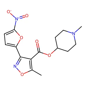 (1-methylpiperidin-4-yl) 5-methyl-3-(5-nitrofuran-2-yl)-1,2-oxazole-4-carboxylate structure