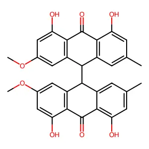10-(4,5-dihydroxy-2-methoxy-7-methyl-10-oxo-9H-anthracen-9-yl)-1,8-dihydroxy-3-methoxy-6-methyl-10H-anthracen-9-one structure