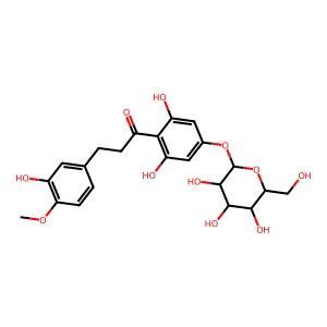 1-[2,6-dihydroxy-4-[(2S,3R,4S,5S,6R)-3,4,5-trihydroxy-6-(hydroxymethyl)oxan-2-yl]oxyphenyl]-3-(3-hydroxy-4-methoxyphenyl)propan-1-one structure