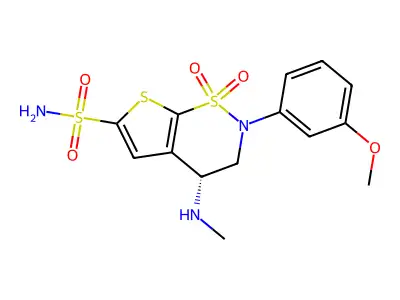 2-(3-Methoxyphenyl)-4-(methylamino)-1,1-dioxo-1,2,3,4-tetrahydro-1lambda~6~-thieno[3,2-e][1,2]thiazine-6-sulfonamide structure